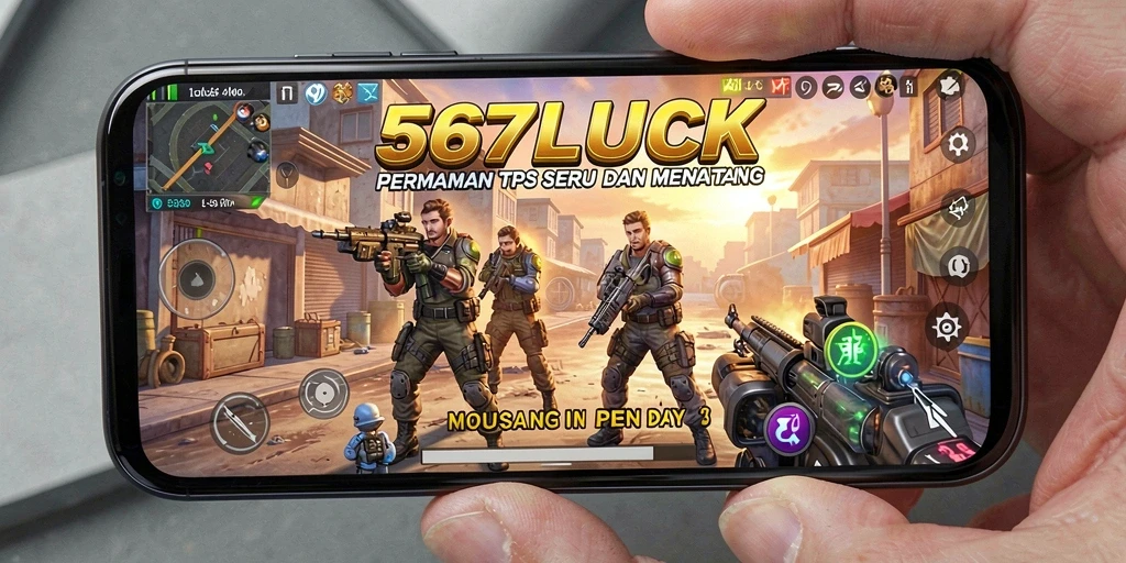 Screenshot utama 567LUCK menampilkan aksi gameplay seru dari pertempuran TPS.