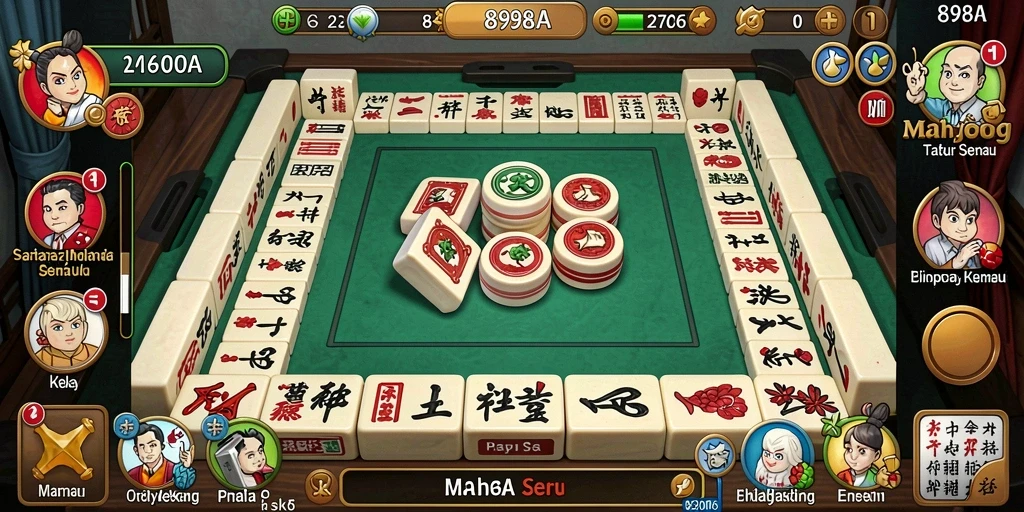Tampilan gameplay seru dari permainan Mahjong 898A.