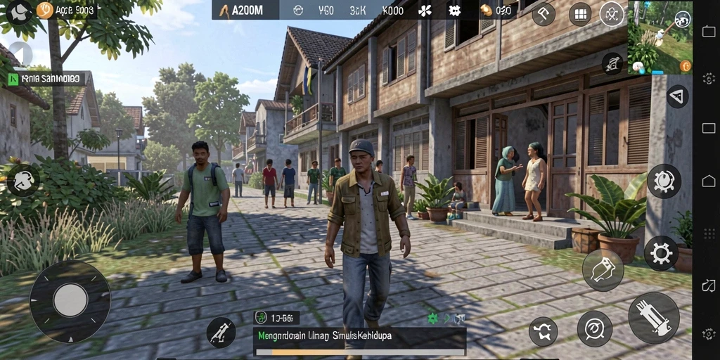 Tampilan utama gameplay A200M yang menggambarkan simulasi kehidupan.