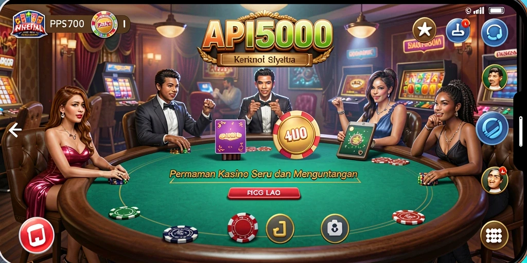 Screenshot menunjukkan tampilan menarik dari gameplay Kasino API5000.