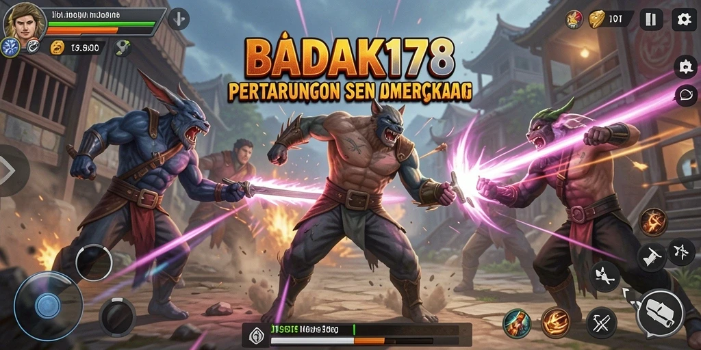 Screenshot menampilkan aksi seru pertarungan dalam BADAK178.
