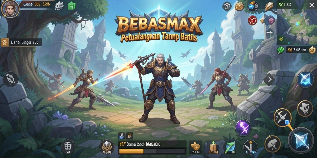 Tampilan gameplay epik di BEBASMAX dengan aksi menarik dan interaksi multiplayer.
