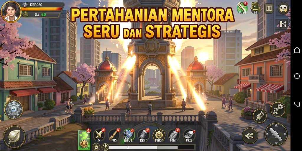 Tangkapan layar utama DEPO89 menampilkan aksi seru dalam permainan Tower Defense.