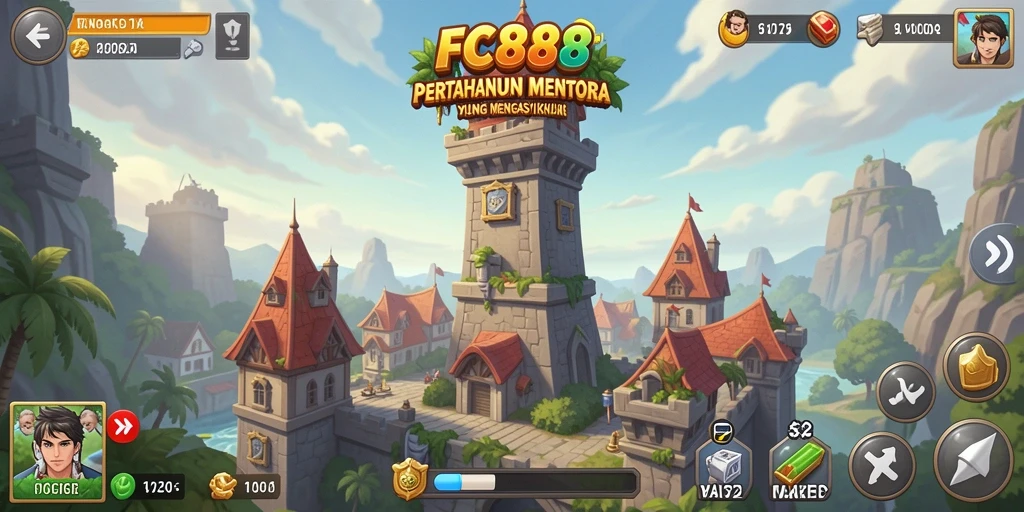 Screenshot gameplay FC888 menunjukkan aksi seru Tower Defense.