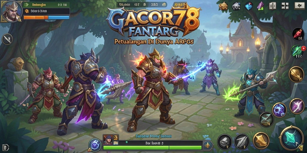 Screenshot GACOR78 menampilkan aksi pertempuran epik dalam dunia fantasi.