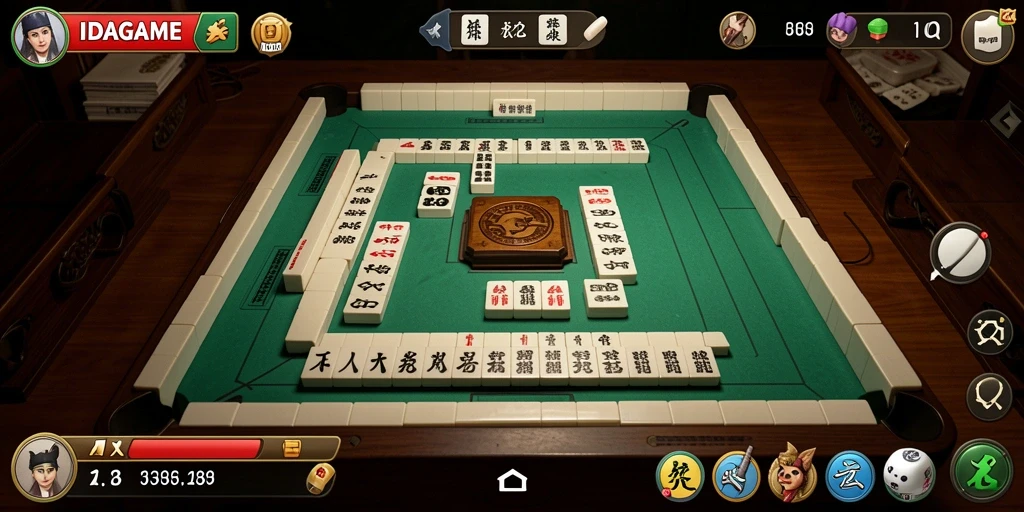 Tampilan permainan IDAGAME yang mendebarkan dalam gaya Mahjong.