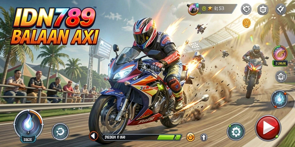 Tampilan gameplay IDN789 dengan balapan motor yang seru.