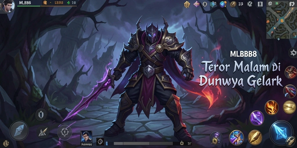 Screenshot utama MLBB8 menampilkan ketegangan gameplay yang menakutkan.