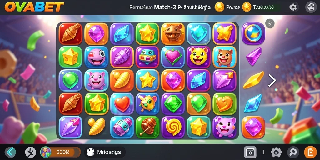 Tampilkan gameplay menawan dari permainan Match-3 OVABET.