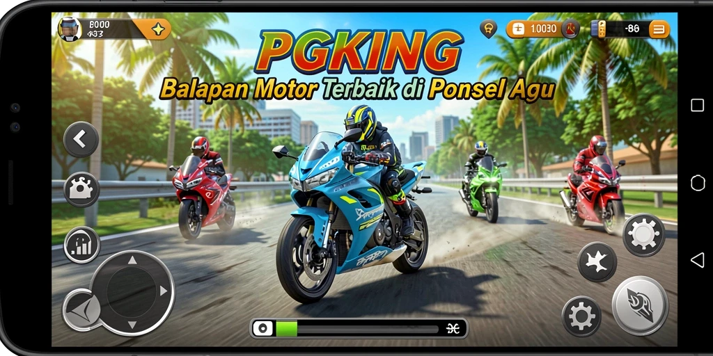 Gameplay seru balapan motor di PGKING, menampilkan kecepatan dan adrenalin tinggi.