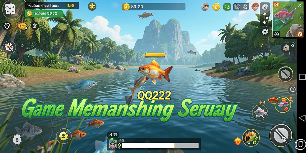 Tampilan gameplay QQ222 yang menantang saat memancing ikan besar.