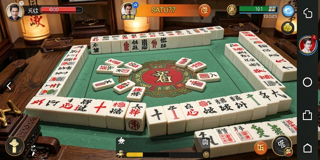 Tampilan menarik gameplay Mahjong di SATU77.