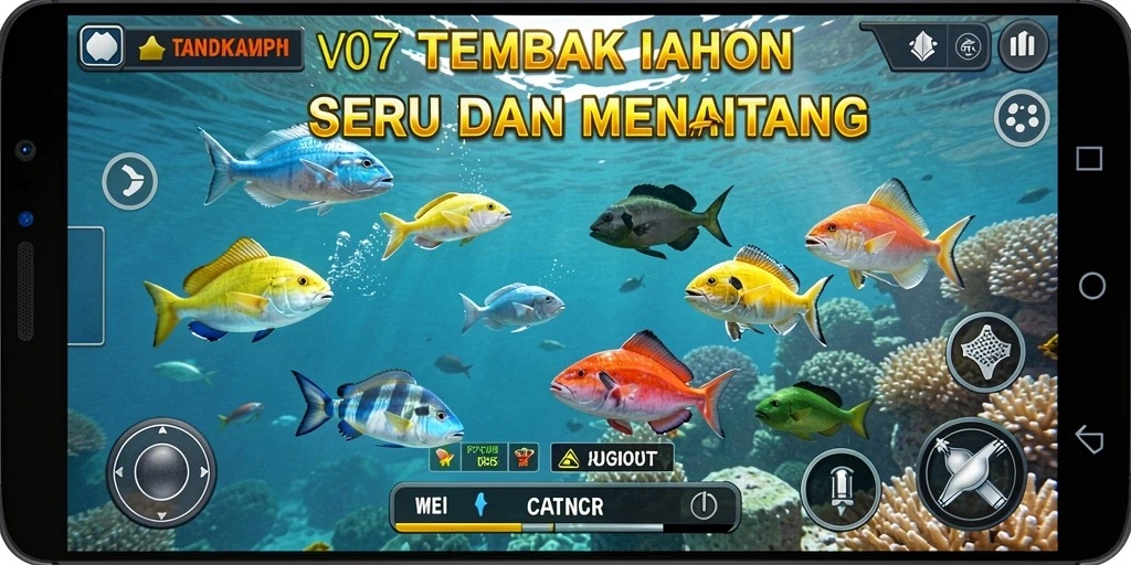 Gameplay seru V07 saat menembak ikan bawah laut.