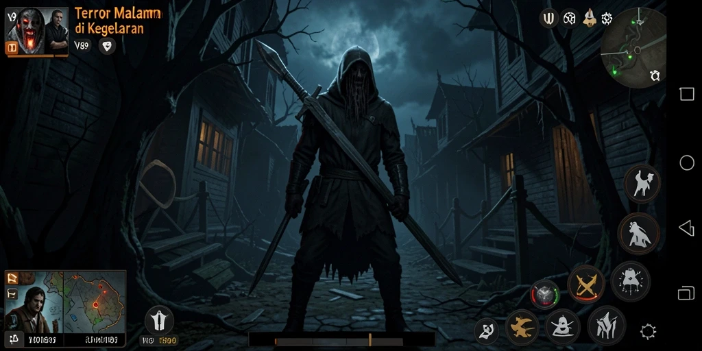 Gameplay V89 menampilkan suasana menakutkan di lokasi angker.